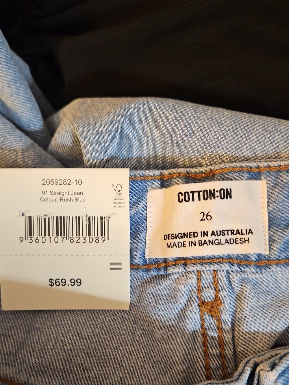 Cotton On 91 Straight Light Wash Jeans Size 26 New with tags - Picture 6 of 8